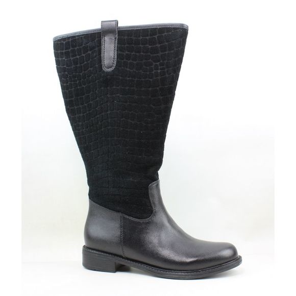 David Tate Shoes - David Tate Womens Best Black Calfskin/Suede Fashion Boots Size 7.5 Medium (B,